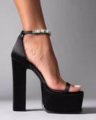 Crystal Embellished Patent Platform High Block Heeled Sandals