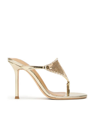 Crystal Embellished Toe Thong Stiletto Heel Sandals