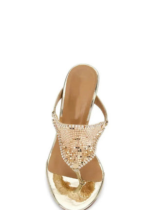 Crystal Embellished Toe Thong Stiletto Heel Sandals