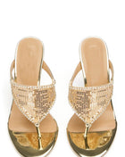Crystal Embellished Toe Thong Stiletto Heel Sandals