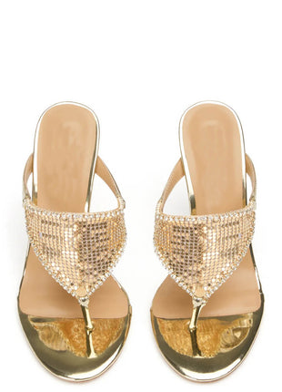 Crystal Embellished Toe Thong Stiletto Heel Sandals