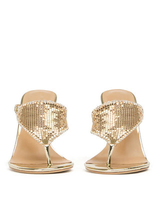 Crystal Embellished Toe Thong Stiletto Heel Sandals
