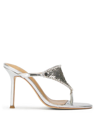 Crystal Embellished Toe Thong Stiletto Heel Sandals