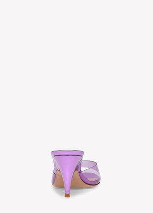 Transparent Open Round Toe Curve Heeled Mules