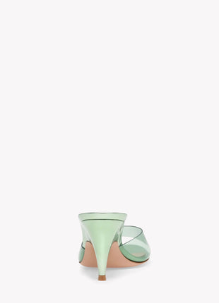 Transparent Open Round Toe Curve Heeled Mules