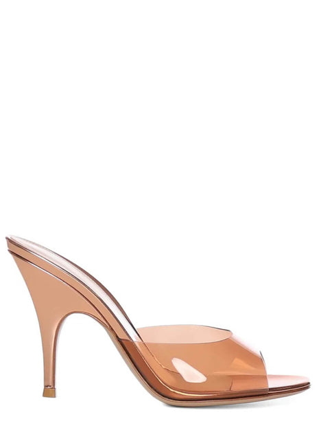 Transparent Open Round Toe Curve Heeled Mules