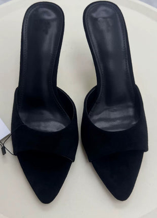 Croc-Effect Open Toe High-Heeled Mule Sandals