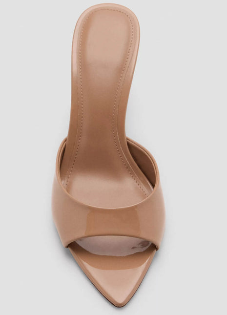 Patent Open Pointed Toe High-Heeled Mule Sandals