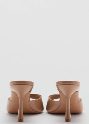 Patent Open Pointed Toe High-Heeled Mule Sandals