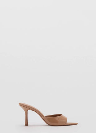 Patent Open Pointed Toe High-Heeled Mule Sandals