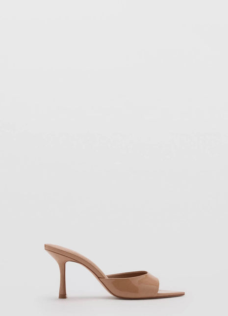 Patent Open Pointed Toe High-Heeled Mule Sandals