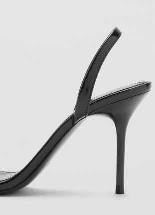 Faux Leather Barely There Open Toe Stiletto Heel With Buckle