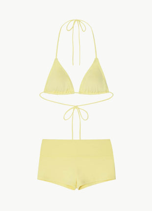 Triangle Halter Bikini Top And Low Rise Boy Shorts