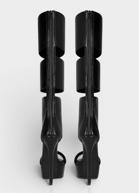 Cutout Panel Over-The-Knee Open Toe Platform High Heel Stiletto Boots