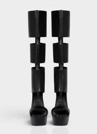 Cutout Panel Over-The-Knee Open Toe Platform High Heel Stiletto Boots