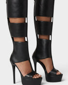 Cutout Panel Over-The-Knee Open Toe Platform High Heel Stiletto Boots