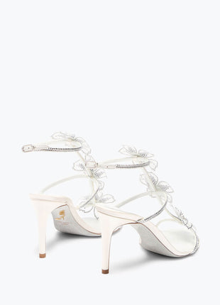 Crystal-Embellished Flower T-Strap Open Round Toe  Stiletto Sandals