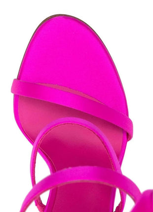 3D Rose Satin Ankle Wrap Around Stiletto Heel Sandals