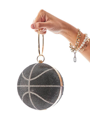 Rhinestone Basketball Evening Clutch With Straps
