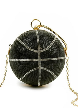 Rhinestone Basketball Evening Clutch With Straps