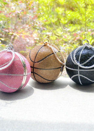 Rhinestone Basketball Evening Clutch With Straps