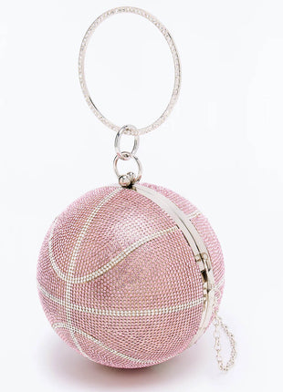 Rhinestone Basketball Evening Clutch With Straps