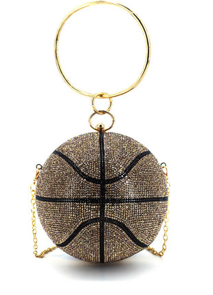 Rhinestone Basketball Evening Clutch With Straps