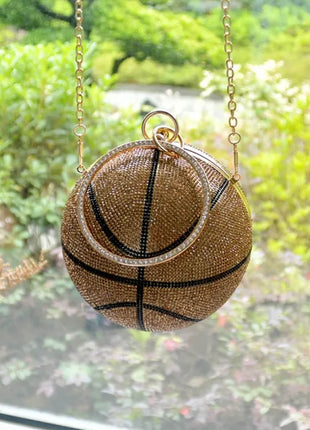 Rhinestone Basketball Evening Clutch With Straps