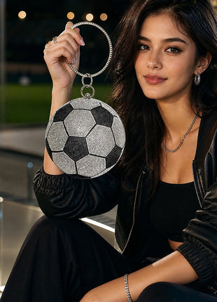 Rhinestone Soccer Evening Clutch With Straps