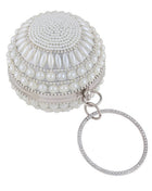Pearl Beaded Crystal Embellished Sphere Shape Evening Purse