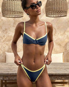 Contrast Binding Balconette Underwired V-Cut Bikini Set