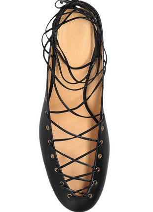 Faux Leather Lace Up Ankle-Wrap Mule Kitten Heels