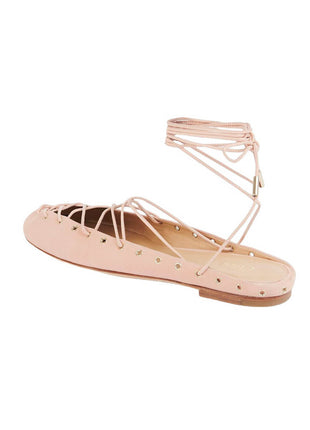 Faux Leather Lace Up Ballet Flats