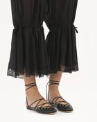 Faux Leather Lace Up Ballet Flats