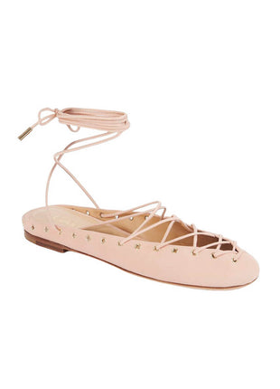 Faux Leather Lace Up Ballet Flats