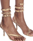 Spiral Python Print Faux Leather Stiletto Heeled Sandals