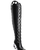 Eyelet Pointed Toe Over-The-Knee Boots With Silver Ring Heel