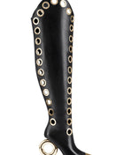 Eyelet Pointed Toe Over-The-Knee Boots With Gold Ring Heel
