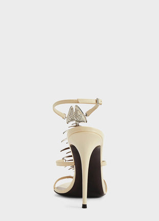 Rhinestone Fishbone-Shaped Open Pointed Toe Stiletto Heeled Sandals