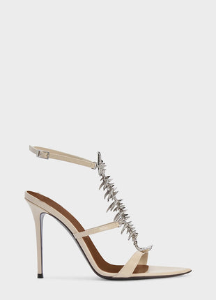 Rhinestone Fishbone-Shaped Open Pointed Toe Stiletto Heeled Sandals
