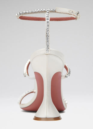 Satin Crystal-Embellished Open Toe Sculpted Heel Sandals