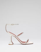 Satin Crystal-Embellished Open Toe Sculpted Heel Sandals