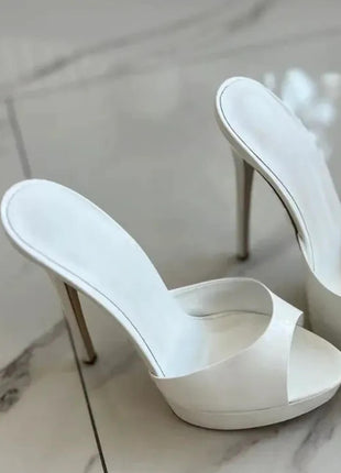 Patent Open Toe Platform High-Heeled Mule Sandals