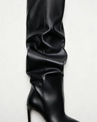 Slouchy Pointed Toe Thigh High Stiletto Heel Boots