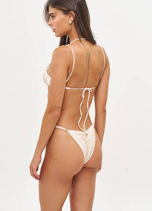 Balconette Underwire High Leg Brazilian Bikini Set With Vertical Stitching Details