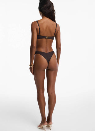 V Wire Ruched High-Cut Brazilian Bikini Set