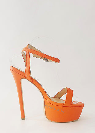 Orange Platform Heeled Sandals