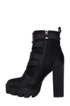 Black Zip Chunky Buckle Platform Ankle Boots (2335401246779)