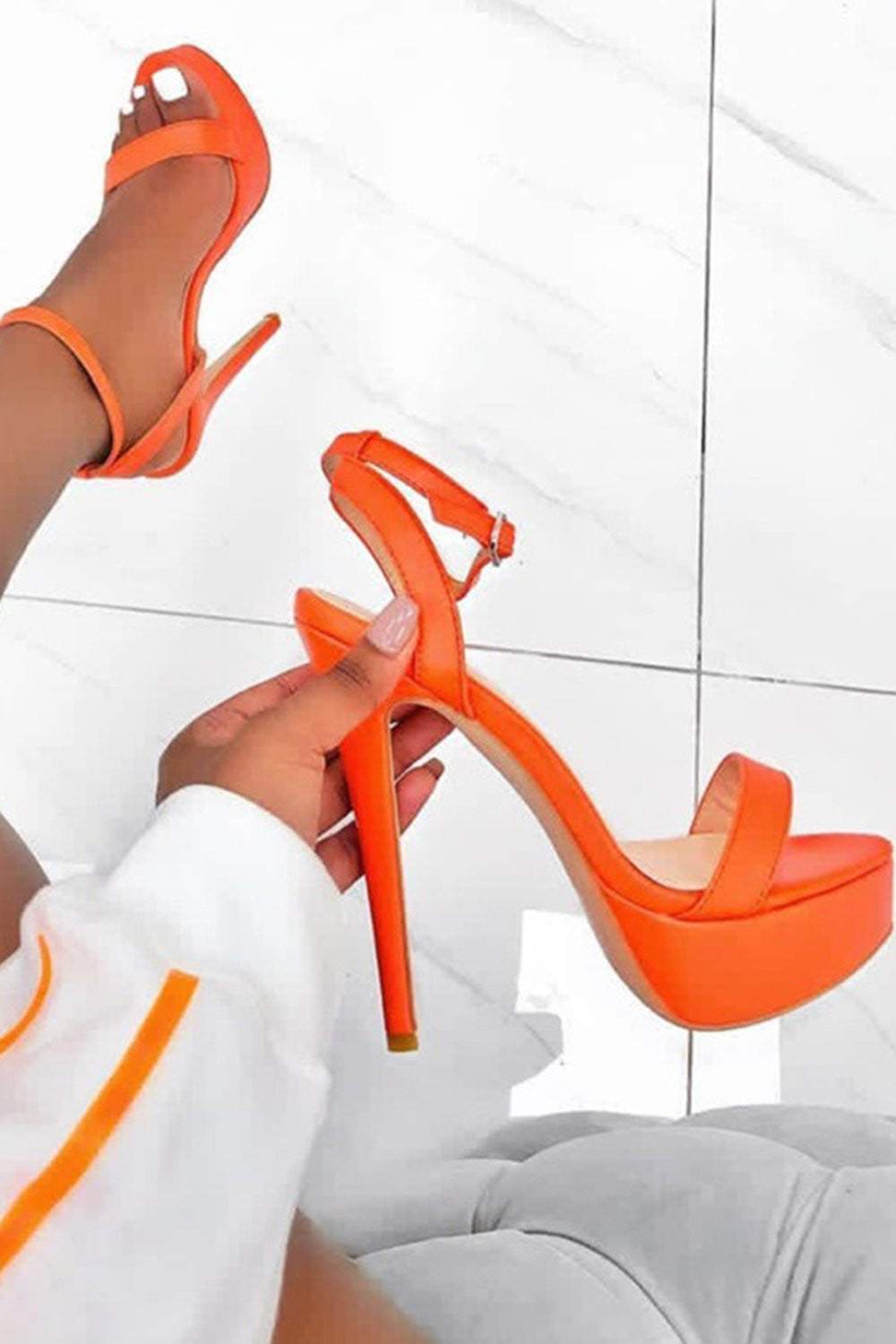 Orange Platform Heeled Sandals (2335397871675)