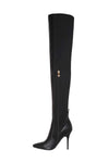 Black Snake Heeled Thigh High Boots (2335398363195)